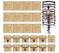 Huquary 36 juegos de pulseras de cruz de cristal cristiano a granel, tarjetas de la Biblia para la escuela dominical, joyería de fe, recuerdo de fiesta de iglesia