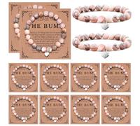 Huquary Juego de 12 pulseras de baby shower para invitados con mensaje de The Bump Card, pulseras para revelación de género, regalos de agradecimiento, 7-10inch, piedra natural de papel, No es una