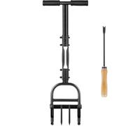 Huracan Aireador para césped, aireador de césped manual con 4 picos de acero, bandeja de almacenamiento, herramientas de jardín, mango en T, aireador de césped, pájaro carpintero para pequeños