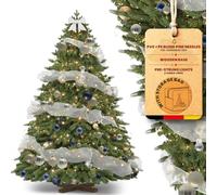 Huracan Árbol de Navidad artificial de 180 cm, con iluminación, abeto de Nordmann con base de madera, densidad de polietileno y PVC, artificial, con set decorativo y bolsa de almacenamiento, color