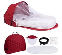 Huracan Cuna plegable para bebé con mosquitera y correas para los hombros, nido portátil de tela de algodón, incluye colchón suave y manta, espacio para dormir seguro y acogedor para niños y niñas