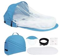 Huracan Nido plegable para bebé con mosquitera y correa para el hombro, nido de peluche portátil con colchón de espuma y manta de algodón, cama de bebé, de algodón transpirable, para casa y de viaje