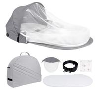 Huracan Nido plegable para bebé con mosquitera y manta, cuna portátil de viaje de algodón transpirable, colchón de espuma suave, espacio para dormir seguro para recién nacidos de 0 a 12 meses