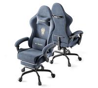 Huracan Silla de Gaming ergonómica, poltrona da Gaming de Terciopelo de Microfibra, Altura Regulable, Silla Gamer con reposabrazos Ajustables, función de Masaje, cojín Lumbar, reposapiés (Gris)