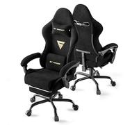 Huracan Silla de Gaming ergonómica, Silla Gamer con cojín Lumbar de Masaje, Respaldo Ajustable con reposacabezas y reposapiés, Gaming Chair Altura Regulable, Capacidad de Carga de 130 kg, Negro