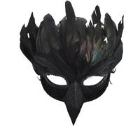 Huraoerrrr Mask Crow Mask Crow 6.3x11.8in Half-Face Feumeed Masquerade Bird Realistic Raven Cosplay Accesorio para Halloween Mardi Gras