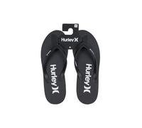 Hurley Chanclas estampadas para hombre, cómodas sandalias de playa, negro/blanco, 1 paquete