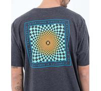 Hurley Evd Checked out SS Camiseta, Negro Jaspeado, L para Hombre