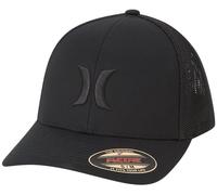 Hurley Gorra de béisbol para hombre, gorra de camionero elástica de malla Laguna Icon con con ala curvada, gorra ajustada ligera y transpirable para hombre, Todo negro, Small-Medium