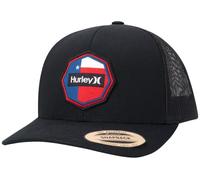 Hurley Gorra de camionero para hombre, gorra de béisbol de malla de ala plana y sombreros para hombre con cierre ajustable a presión, Negro/Azul, talla única
