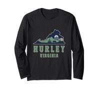 Hurley Outdoors Evergreen Senderismo Virginia State Map Retro Manga Larga
