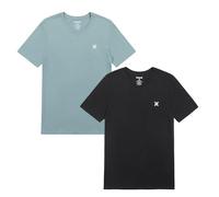 Hurley Paquete de 2 camisetas de algodón de manga corta con cuello redondo para hombre, Negro/Artillería, Medium