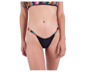 Hurley Parte Inferior de Bikini para Mujer - Chevron Knit Cheeky Scoop Negro Multi