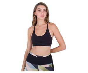Hurley Sujetador Deportivo sólido con Espalda Cruzada, Negro, XS para Mujer
