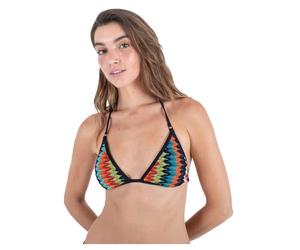 Hurley Top Bikini Mujer - Chevron Knit Correa De Hombro Tri Negro Multi