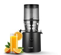 HUROM Exprimidor lento,Exprimidor de verduras y frutas,H320N,Prensa fría eléctrica,Motor silencioso,Fácil de limpiar,Con recipiente grande y filtro de colador,2 l,200 W,Sin BPA,Negro