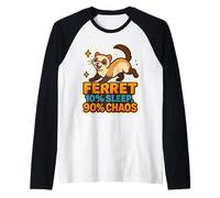 Hurón 10% Dormir 90% Caos Divertido Amante de Mascotas Dueño Mamá Papá Diversión Camiseta Manga Raglan