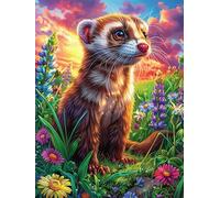 Hurón en una Pradera mágica Puzzle 500 Piezas Cartón Grueso para Adultos Y Adolescentes Sueño Mágico de Ciencia Ficción Relajación Concentración Alivio Estrés Idea De Regalo 500 PCS
