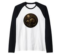 Hurón iluminado por la luna Xilografía Camiseta Manga Raglan