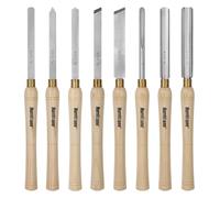 HURRICANE Juego de cinceles para torno de madera, 8 piezas HSS herramientas de torneado de torno de madera, herramientas de torno para carpintería con caja de madera