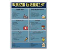 Hurricane Survival Kit Poster Emergency Preparedness Checklist and Disaster Guide Canvas Wall Art for Home(Framed,12x18inch(30x45cm))