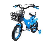 Hurrylying Bicicleta infantil de 12 pulgadas, bicicleta para niños de 2 a 4 años, ruedas auxiliares y cestas, altura ajustable, adecuada para ciudades, playas y diferentes carreteras, color azul