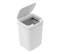 Hurrylying Cubo de basura con sensor con tapa, 16 l, con sensor inteligente, blanco, adecuado para dormitorio, salón, habitaciones estrechas, luz LED integrada, cubo de basura de baño, PP