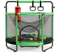 Hurtle Cama Elastica para Niños, Trampolin Infantil con Red de Seguridad, Capacidad de 199.5 kgs, Interior, Exterior, con Barra de Gimnasia Ajustable, Columpio, Saco de Boxeo y Anillos