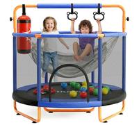 Hurtle Cama Elastica para Niños, Trampolin Infantil con Red de Seguridad, Capacidad de 199.5 kgs, Interior, Exterior, con Barra de Gimnasia Ajustable, Columpio, Saco de Boxeo y Anillos
