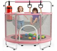 Hurtle Cama Elastica para Niños, Trampolin Infantil con Red de Seguridad, Capacidad de 199.5 kgs, Interior, Exterior, con Barra de Gimnasia Ajustable, Columpio, Saco de Boxeo y Anillos