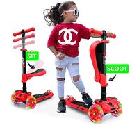 Hurtle - Patinete Infantil con 3 Ruedas, Patines Infantiles Plegables con Altura Ajustable, Bandeja Antideslizante, LED con Ruedas Luminosas, Scooter para niña/niño de 2 a 12 años