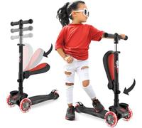 Hurtle Patinete niño 3 Ruedas, Juguetes niños 2 años en adelante, con Asiento abatible, Altura Ajustable, monopatin 2 en 1, Luces Intermitentes. Color Negro