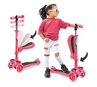 Hurtle Patinete Niño, Patinete 3 Ruedas, Patines Infantil Plegable con Altura Ajustable, Bandeja Antideslizante LED Ruedas Luminosas, Scooter para Niña/Niño de 2 a 12 Años