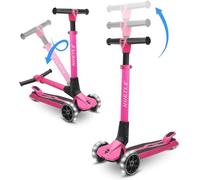 Hurtle Patinete niñas 3 Ruedas, Juguetes niños 3 años en adelante, Altura Ajustable, Interiores, Exteriores, Luces Intermitentes, Color Rosa