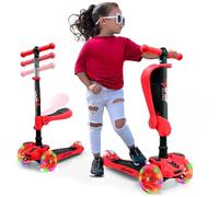 Hurtle patinete, Scooter para niños, 2 años en adelante, Asiento abatible, Altura ajustable, Monopatin 2 en 1, Luces intermitentes