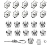 huruirui 20pcs M3 Presillas Cable Acero Abrazaderas De Cable 304 Inoxidable Clips Wire Rope Clips Tensor Cuerda Tendedero Cable De Acero Cuerda