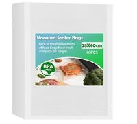 huruirui Bolsas Vacio Alimentos 28x40cm 200 µm 40pcs Gofradas Bolsas Envasar al Vacio Compatibles con Todas Las Envasadoras para Congelar, Conservar y Cocinar al Vacío (Sous Vide) Sin BPA