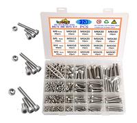 huruirui Juego de Tornillos de Cabeza Hexagonal Acero Inoxidable M3 M4 M5 M6 304 Tornillos y Tuercas Tornillos de Cabeza Cilíndrica Kit de Surtido de Sujetadores de Máquina 320PCS