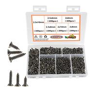huruirui M2 M2.5 Juego de tornillos pequeños, 1600piezas Tornillos para madera 6mm 8mm 10mm Cabeza plana Cabeza cruzada Tornillos autorroscantes Juego de piezas-Golden Silver Black