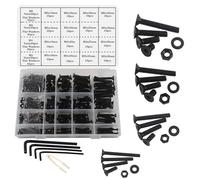 huruirui M3 M4 M5 M6 Tuercas y Tornillos Juego de Tornillos y Tuercas 500pcs Hexagonales Tornillos Allen de Acero con Acero al Carbono Negro Tuerca Perno Arandela Plana Juego de Llaves