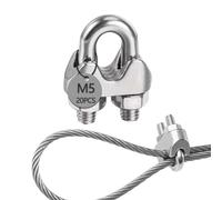 huruirui M5 Presillas Cable Acero Abrazaderas De Cable 304 Inoxidable Perno En U Abrazadera 20pcs Wire Rope Clips Tensor Cuerda Tendedero Para Cable De Acero 5mm Cuerda