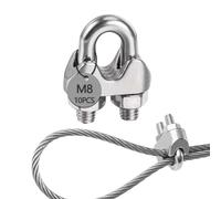 huruirui M8 Presillas Cable Acero Abrazaderas De Cable 304 Inoxidable Perno En U Abrazadera 10pcs Wire Rope Clips Tensor Cuerda Tendedero Para Cable De Acero 8mm Cuerda