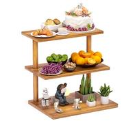 HURZMORO Bandeja de servir de 3 niveles, bandeja de madera de tres pisos, bandejas y platos para fiestas, 3 bandejas de desierto con niveles, soportes de comida para exhibición de fiestas