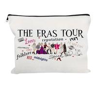 Husalsea Neceser de Tela Estampado para Mujer, Bolsa de Maquillaje Portátil para Viajes y Regalos, Estampado de Amante de la Música en Doble Cara, Blanco, 22.5x18.5cm