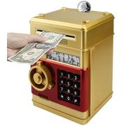 HUSAN Hucha electrónica para niños con código electrónico de cerditos, Mini cajero electrónico para Monedas ATM, Caja de Monedas, Juguete Divertido Regalo (Dorado-)
