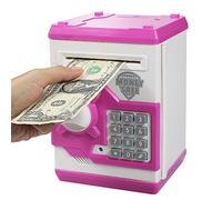 HUSAN Hucha electrónica para niños con código electrónico de cerditos, Mini cajero electrónico para Monedas ATM, Caja de Monedas, Juguete Divertido Regalo (Rosa)