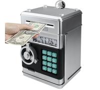 HUSAN Hucha electrónica para niños con código electrónico de cerditos, Mini cajero electrónico para Monedas ATM, Caja de Monedas, Juguete Divertido Regalo (Plata-)