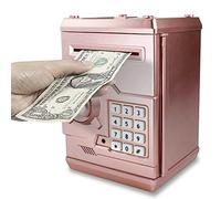 HUSAN Hucha electrónica para niños con código electrónico de cerditos, Mini cajero electrónico para Monedas ATM, Caja de Monedas, Juguete Divertido Regalo (Oro Rosa)