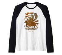 Húsares alados polacos cargan Arte de Batalla Medieval Camiseta Manga Raglan