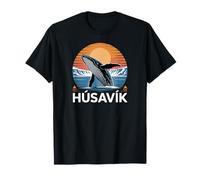 Husavik Islandia, Atardecer del océano y Linda diversión Ballena violación Camiseta